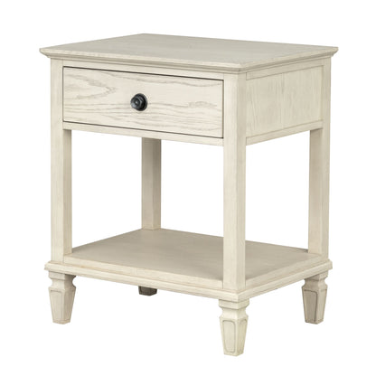 Victoria one-drawer wood bedside table with shelf