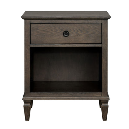 Victoria one-drawer wood nightstand with shelf