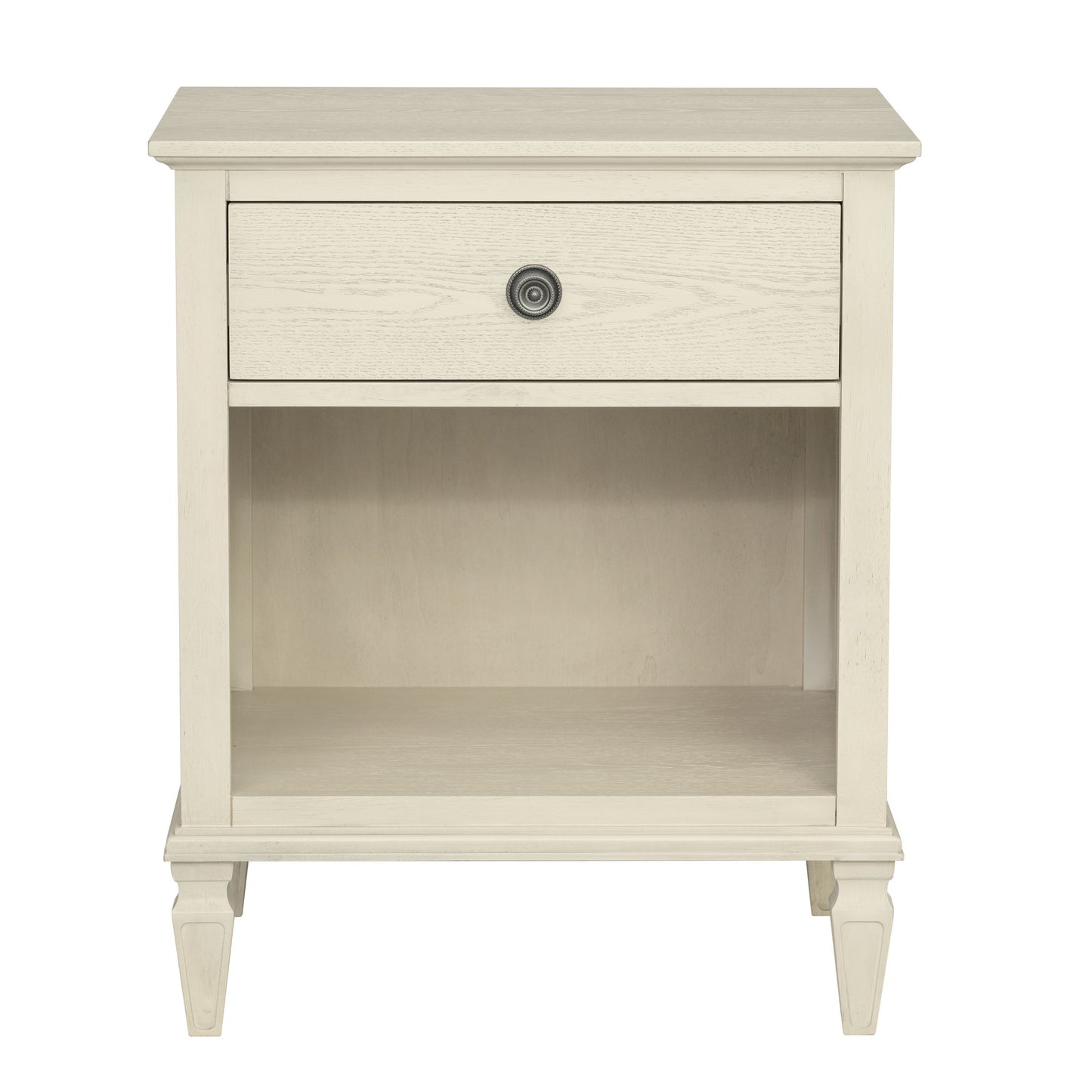 Victoria one-drawer wood nightstand with shelf
