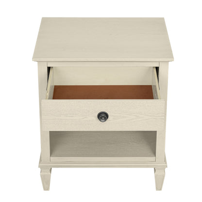 Victoria one-drawer wood nightstand with shelf