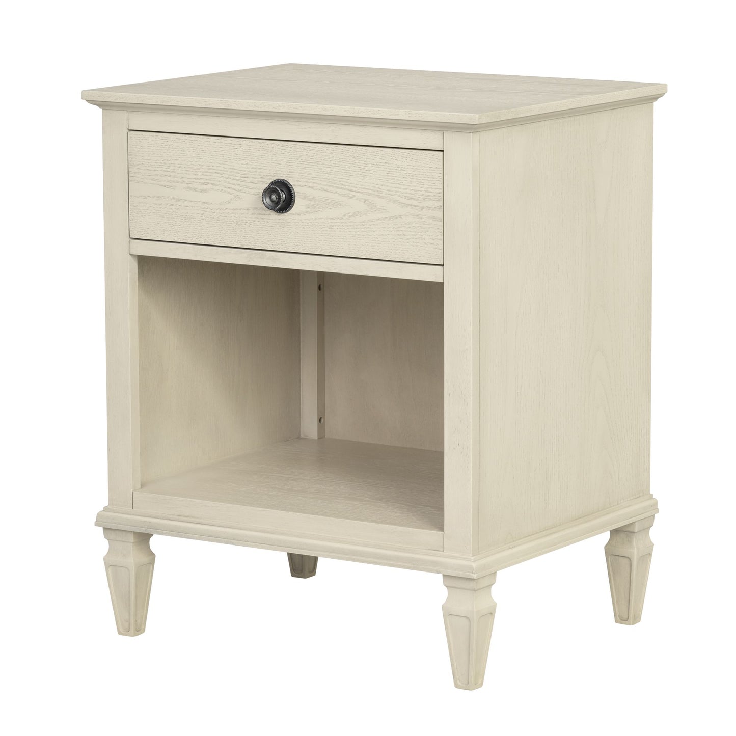 Victoria one-drawer wood nightstand with shelf