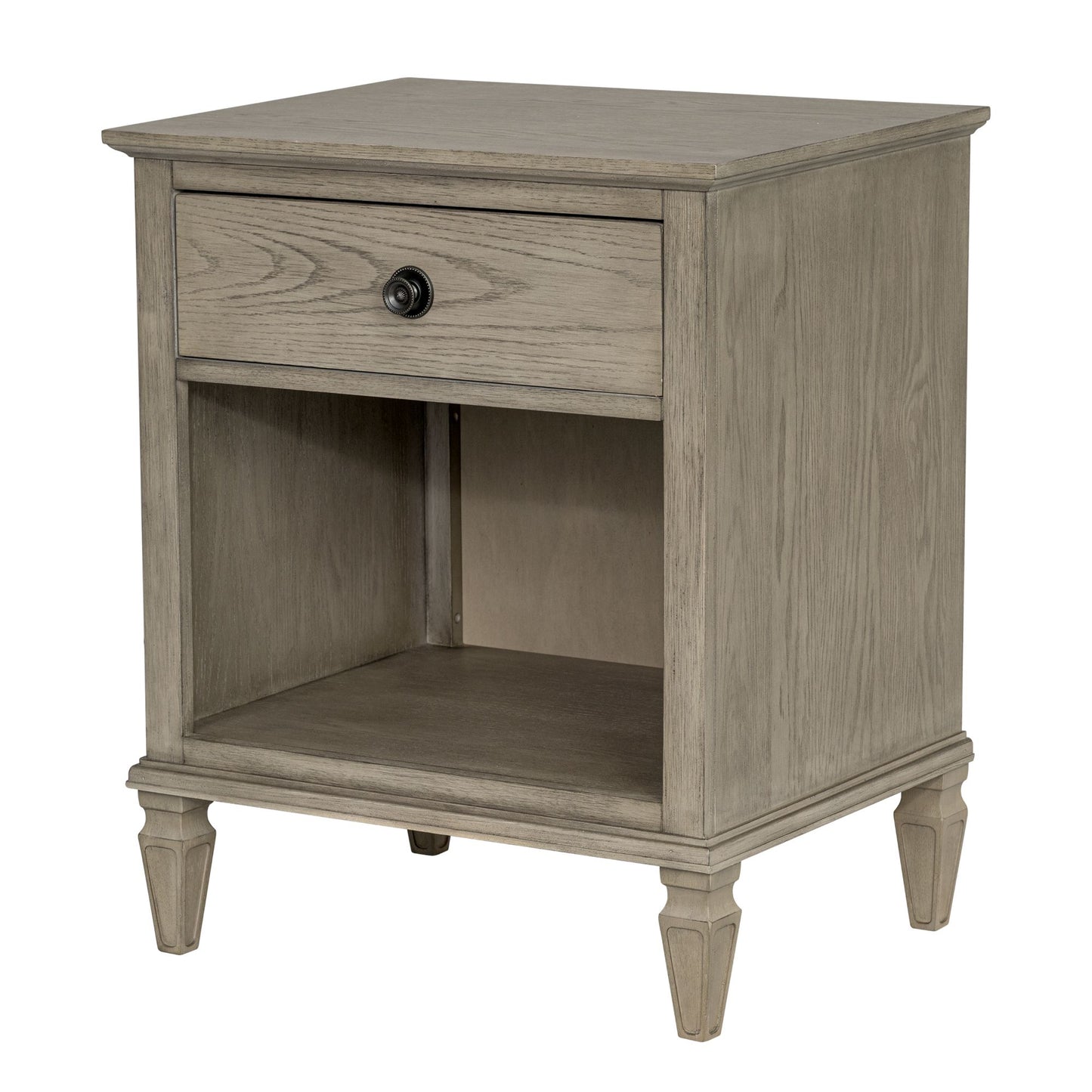 Victoria one-drawer wood nightstand with shelf