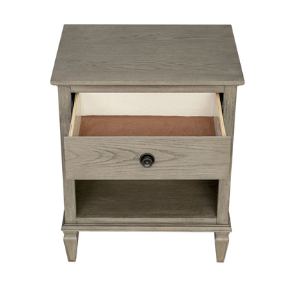 Victoria one-drawer wood nightstand with shelf