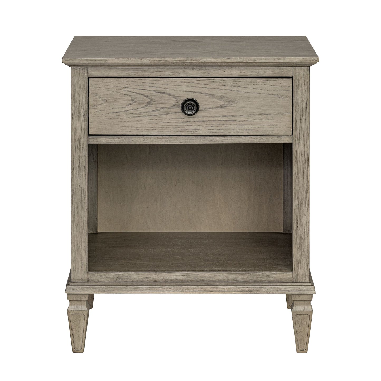 Victoria one-drawer wood nightstand with shelf
