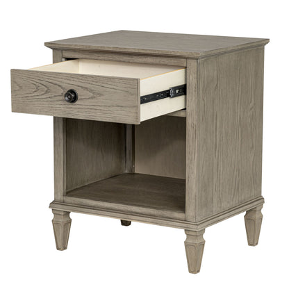 Victoria one-drawer wood nightstand with shelf