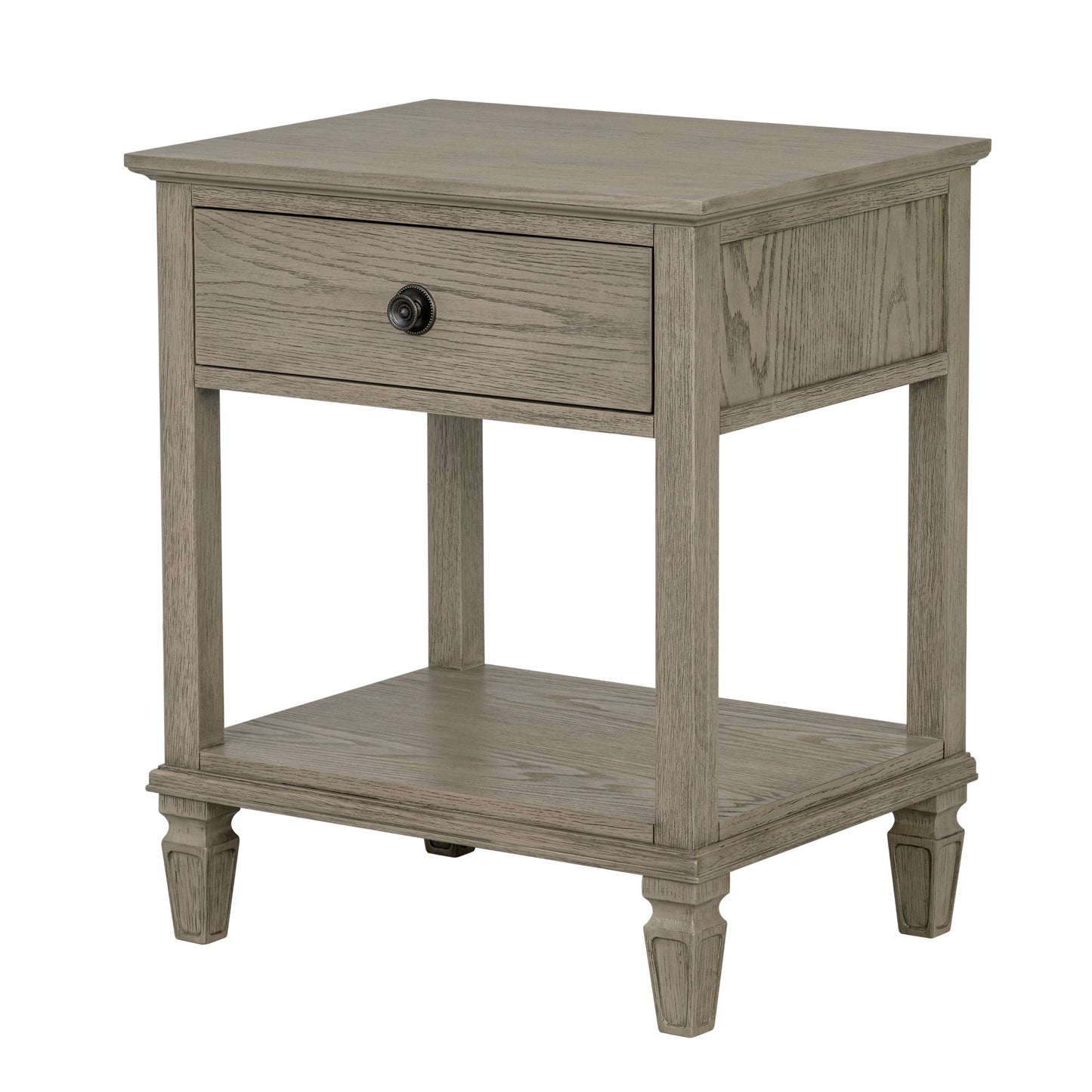Victoria one-drawer wood bedside table with shelf