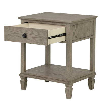 Victoria one-drawer wood bedside table with shelf