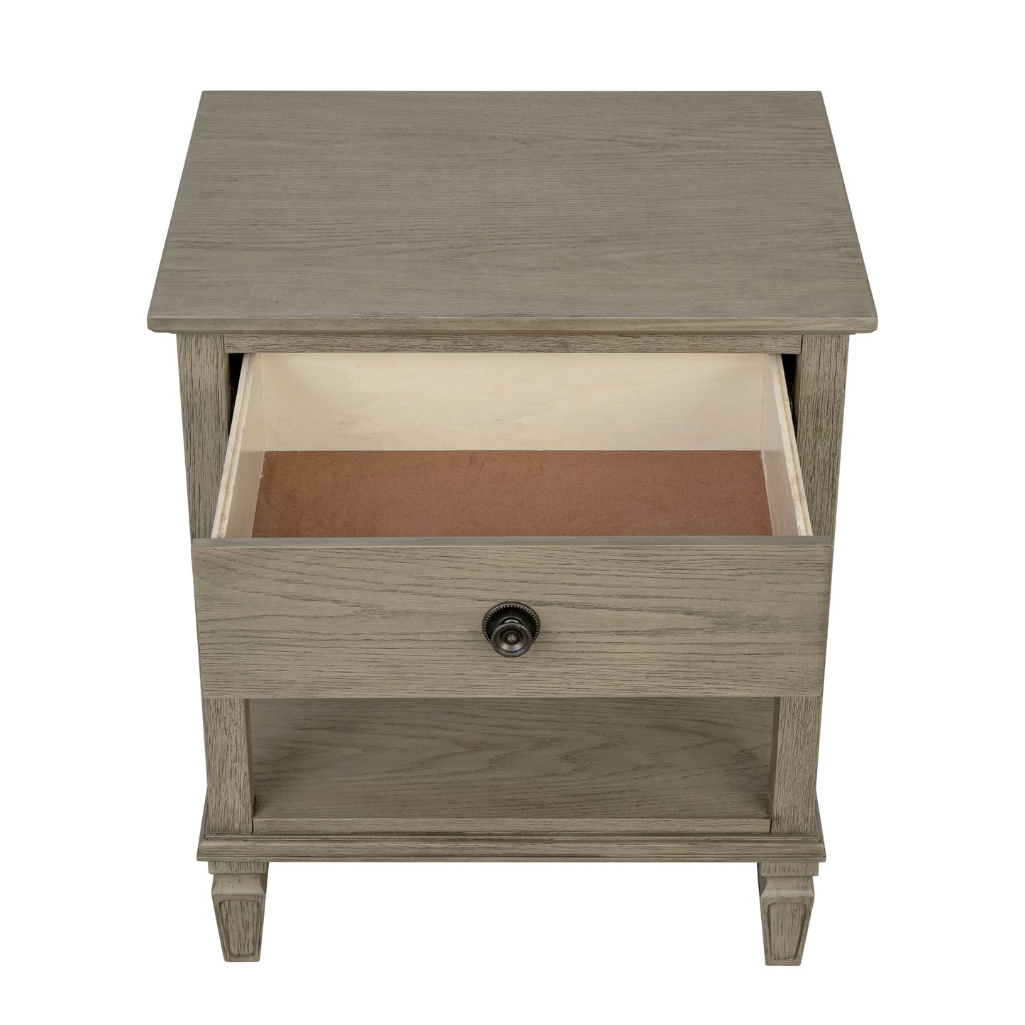 Victoria one-drawer wood bedside table with shelf