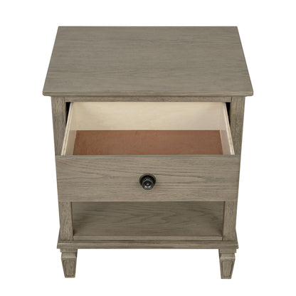 Victoria one-drawer wood bedside table with shelf