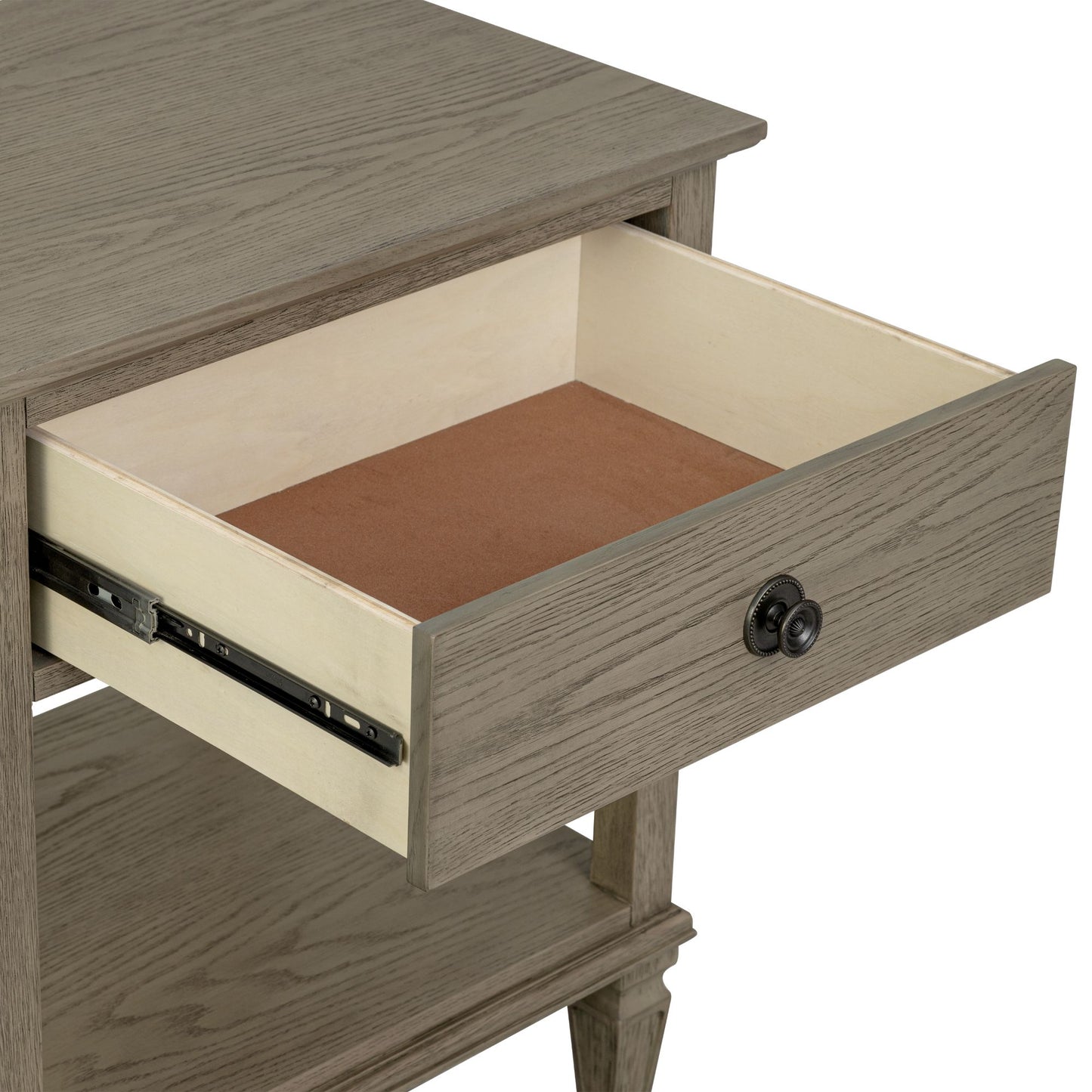 Victoria one-drawer wood bedside table with shelf