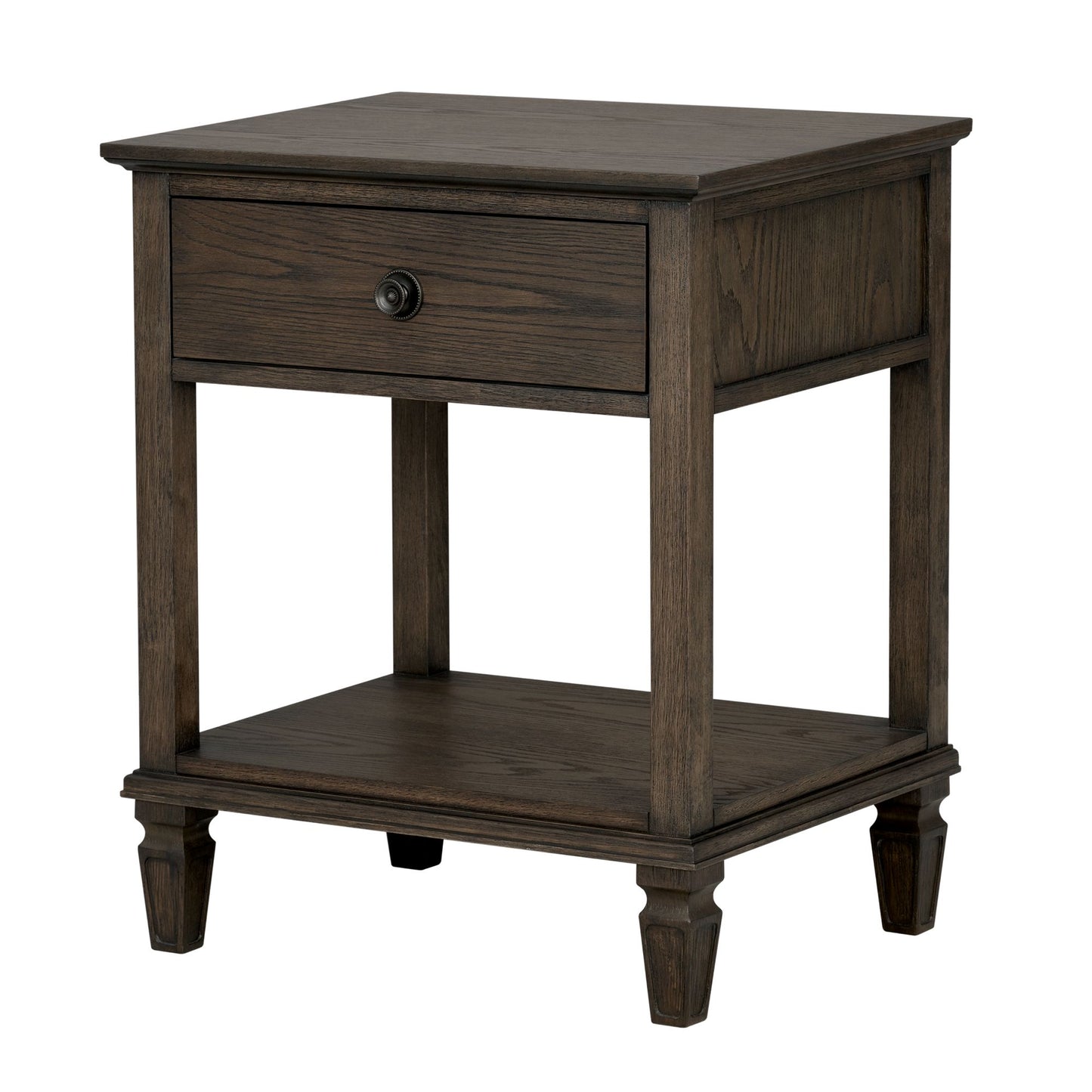 Victoria one-drawer wood bedside table with shelf