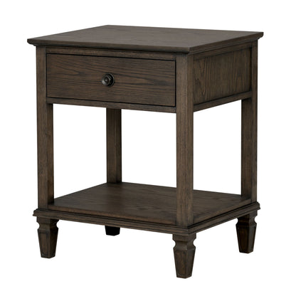 Victoria one-drawer wood bedside table with shelf