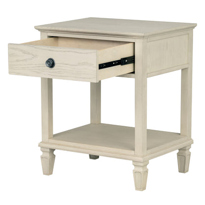 Victoria one-drawer wood bedside table with shelf