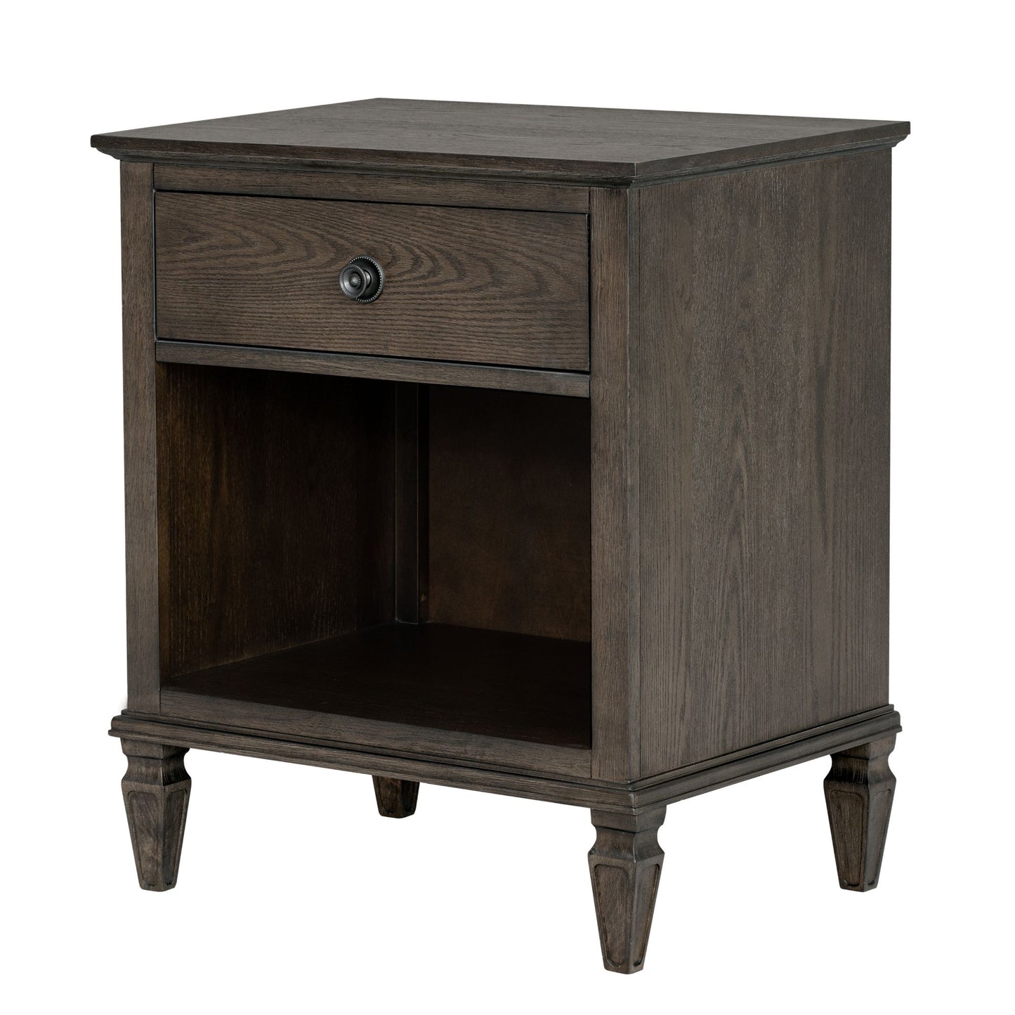 Victoria one-drawer wood nightstand with shelf