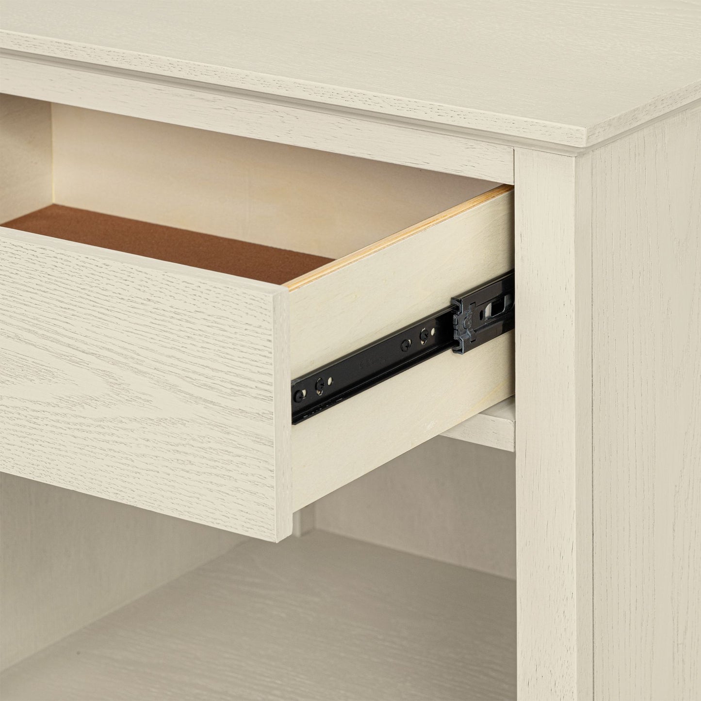 Victoria one-drawer wood nightstand with shelf