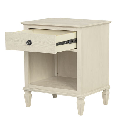 Victoria one-drawer wood nightstand with shelf