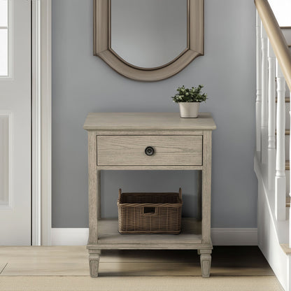 Victoria one-drawer wood bedside table with shelf