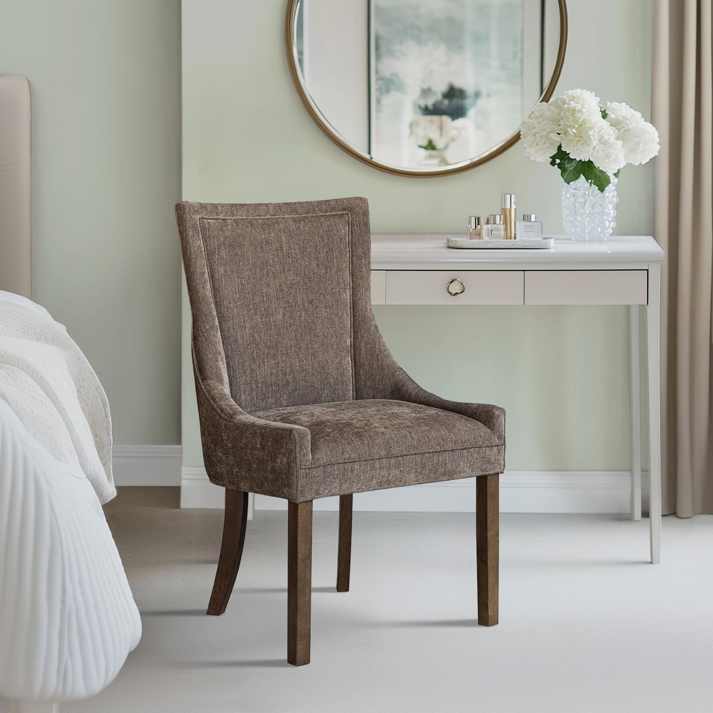 Ultra Upholstered Dining Side Chairs with wood legs (Set of 2)