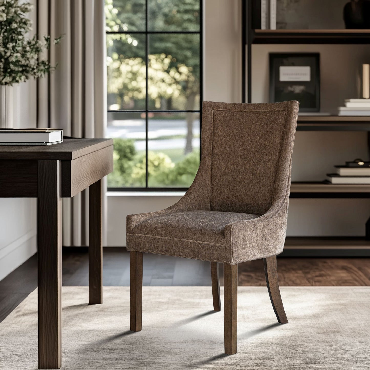 Ultra Upholstered Dining Side Chairs with wood legs (Set of 2)