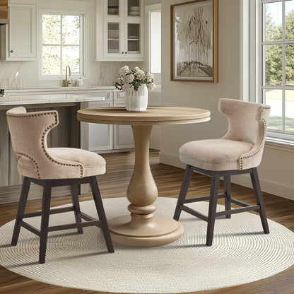 Emmett 360-degree swivel counter stool with nailheads