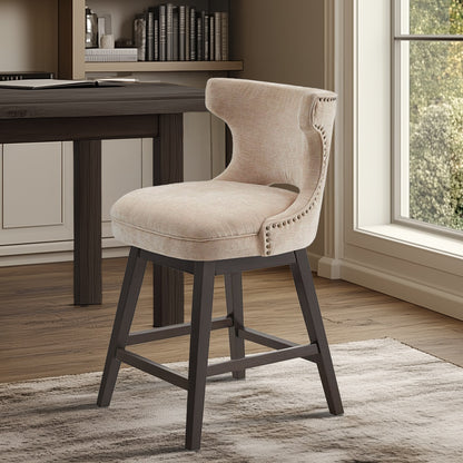 Emmett 360-degree swivel counter stool with nailheads