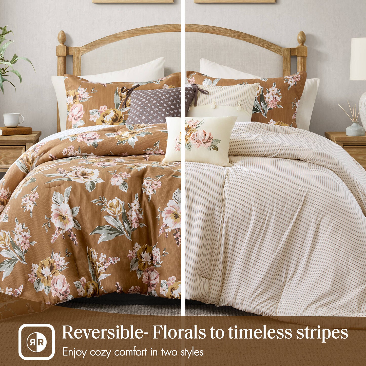 Salara 7 Piece Vintage Floral Comforter Set
