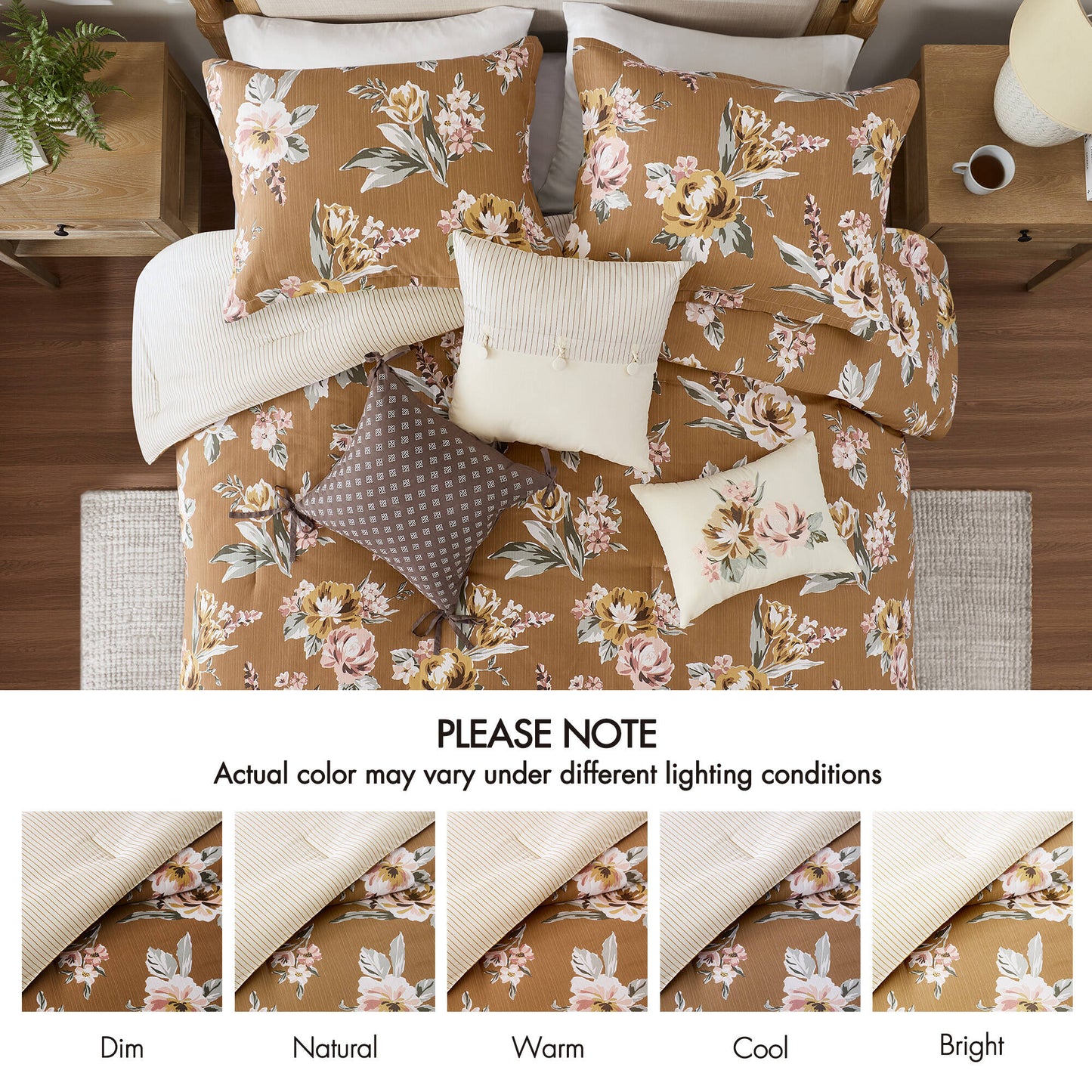 Salara 7 Piece Vintage Floral Comforter Set