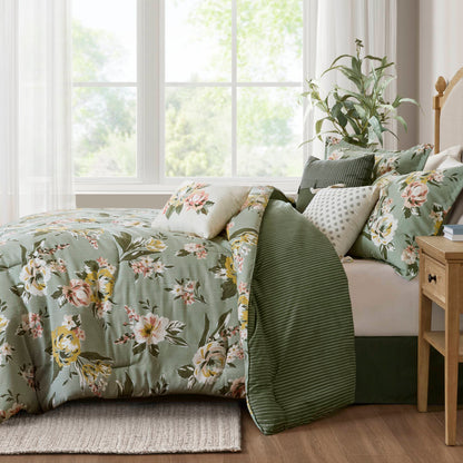 Salara 7 Piece Vintage Floral Comforter Set