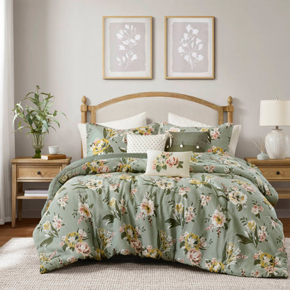 Salara 7 Piece Vintage Floral Comforter Set
