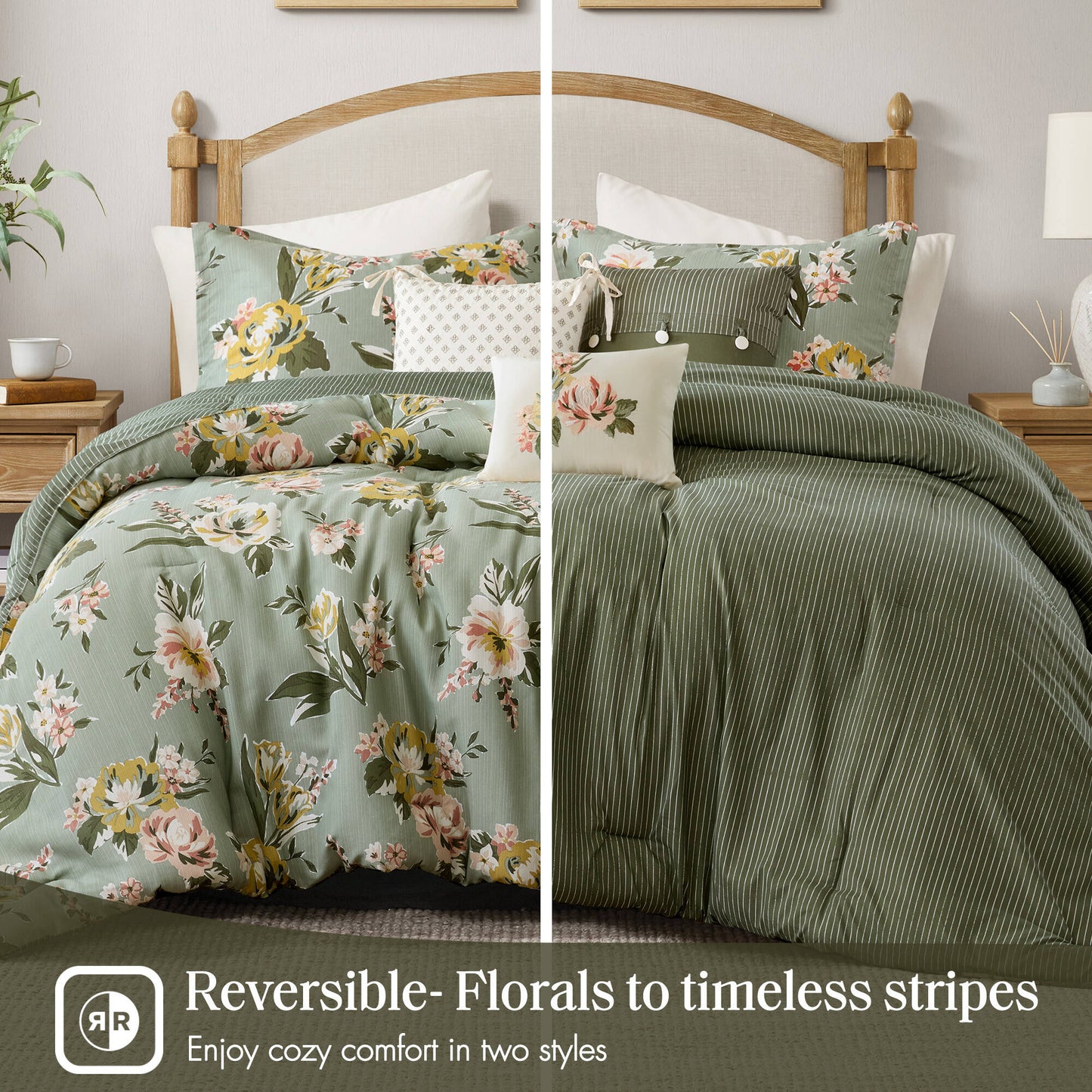Salara 7 Piece Vintage Floral Comforter Set