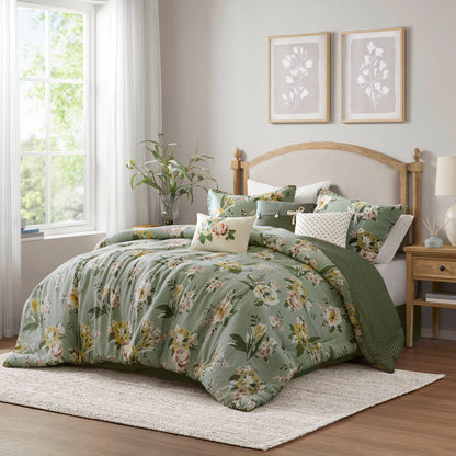 Salara 7 Piece Vintage Floral Comforter Set