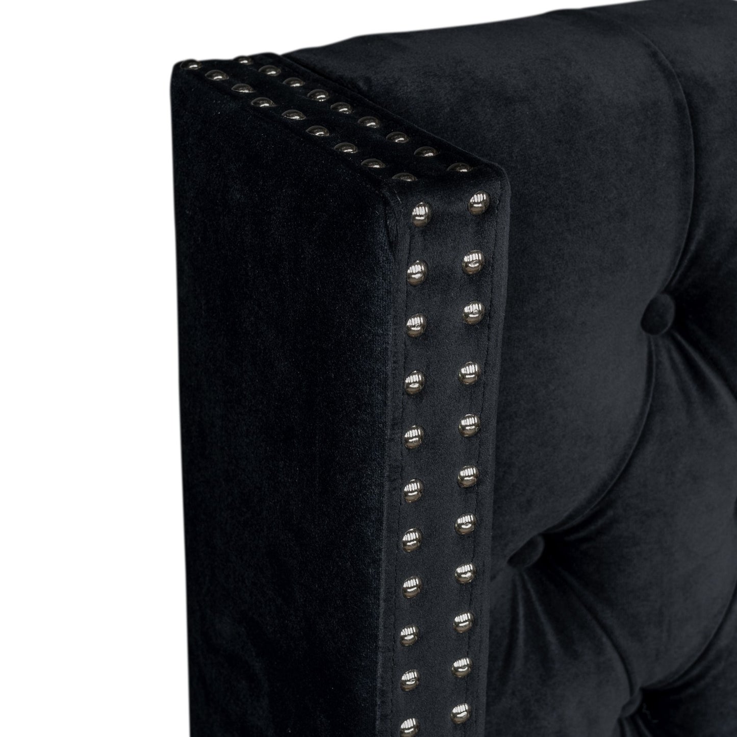 Amelia Upholstered Wingback Headboard with Button Tufting & Nailhead Trim