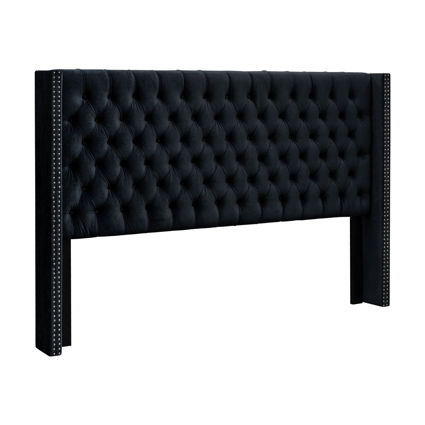 Amelia Upholstered Wingback Headboard with Button Tufting & Nailhead Trim