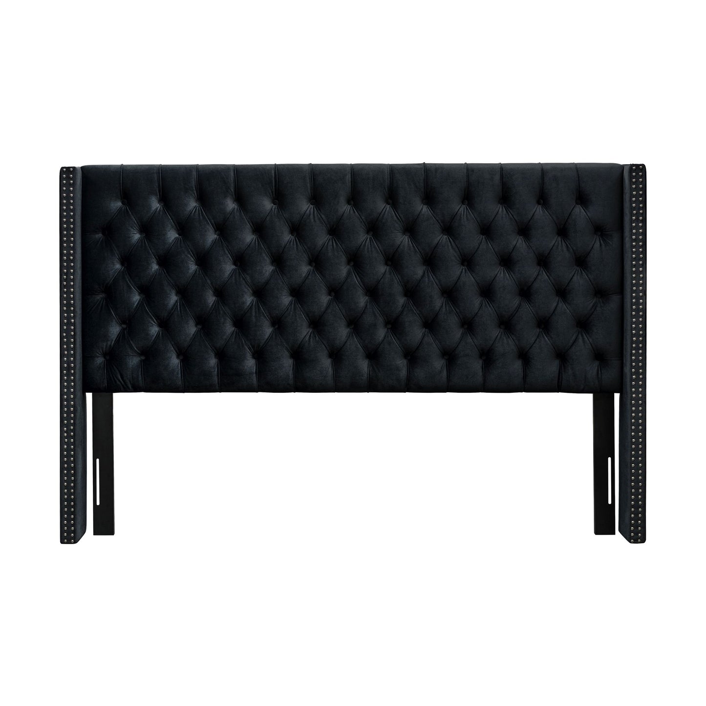 Amelia Upholstered Wingback Headboard with Button Tufting & Nailhead Trim