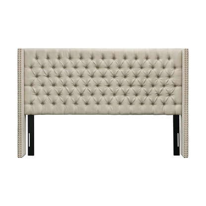 Amelia Upholstered Wingback Headboard with Button Tufting & Nailhead Trim