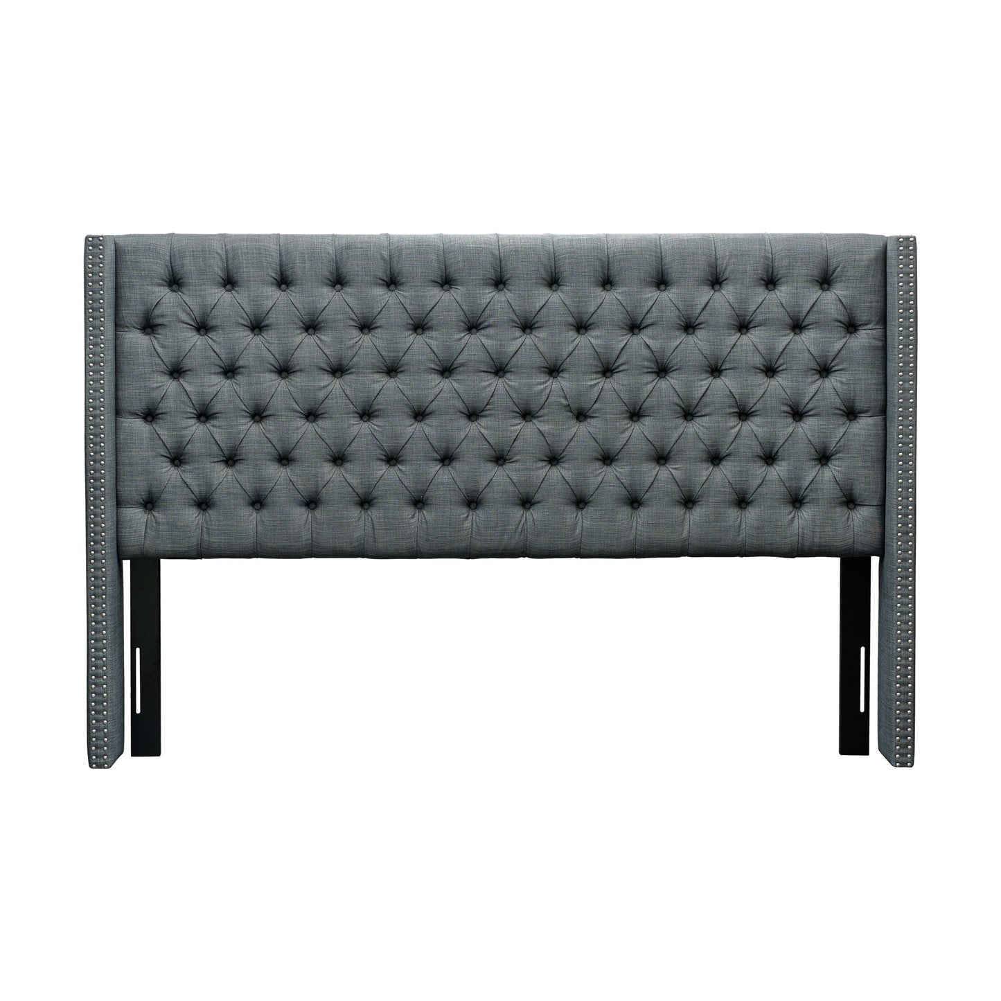 Amelia Upholstered Wingback Headboard with Button Tufting & Nailhead Trim