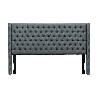 Amelia Upholstered Wingback Headboard with Button Tufting & Nailhead Trim
