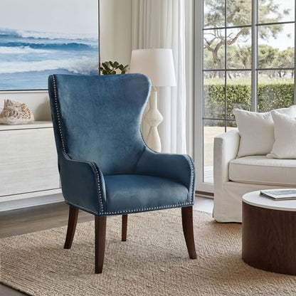 Hancock Button Tufted Wingback Accent Chair with Nailhead Trim