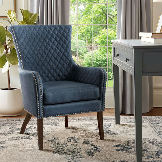 Heston Quilted Back Arm Chair with Nailhead Trim