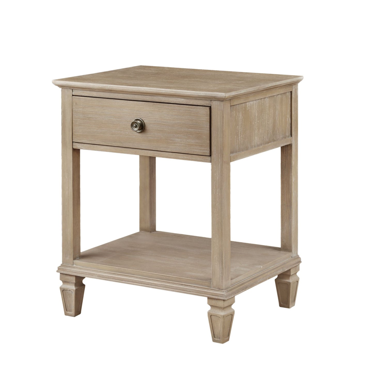 Victoria one-drawer wood bedside table with shelf