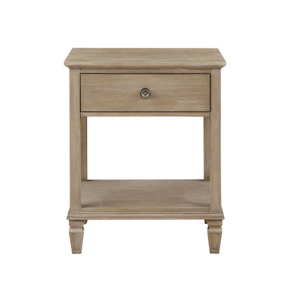 Victoria one-drawer wood bedside table with shelf