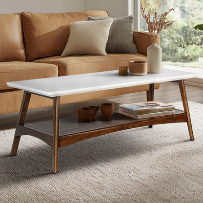 Parker Mid-century Coffee Table with Storage Shelf
