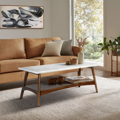 Parker Mid-century Coffee Table with Storage Shelf