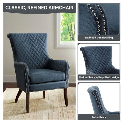 Heston Quilted Back Arm Chair with Nailhead Trim