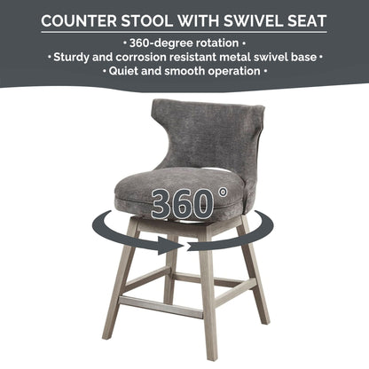 Emmett 360-degree swivel counter stool with nailheads