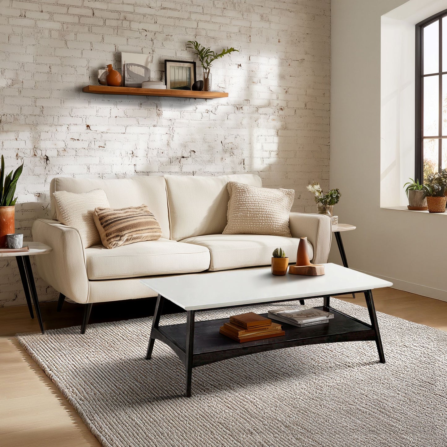 Parker Mid-century Coffee Table with Storage Shelf