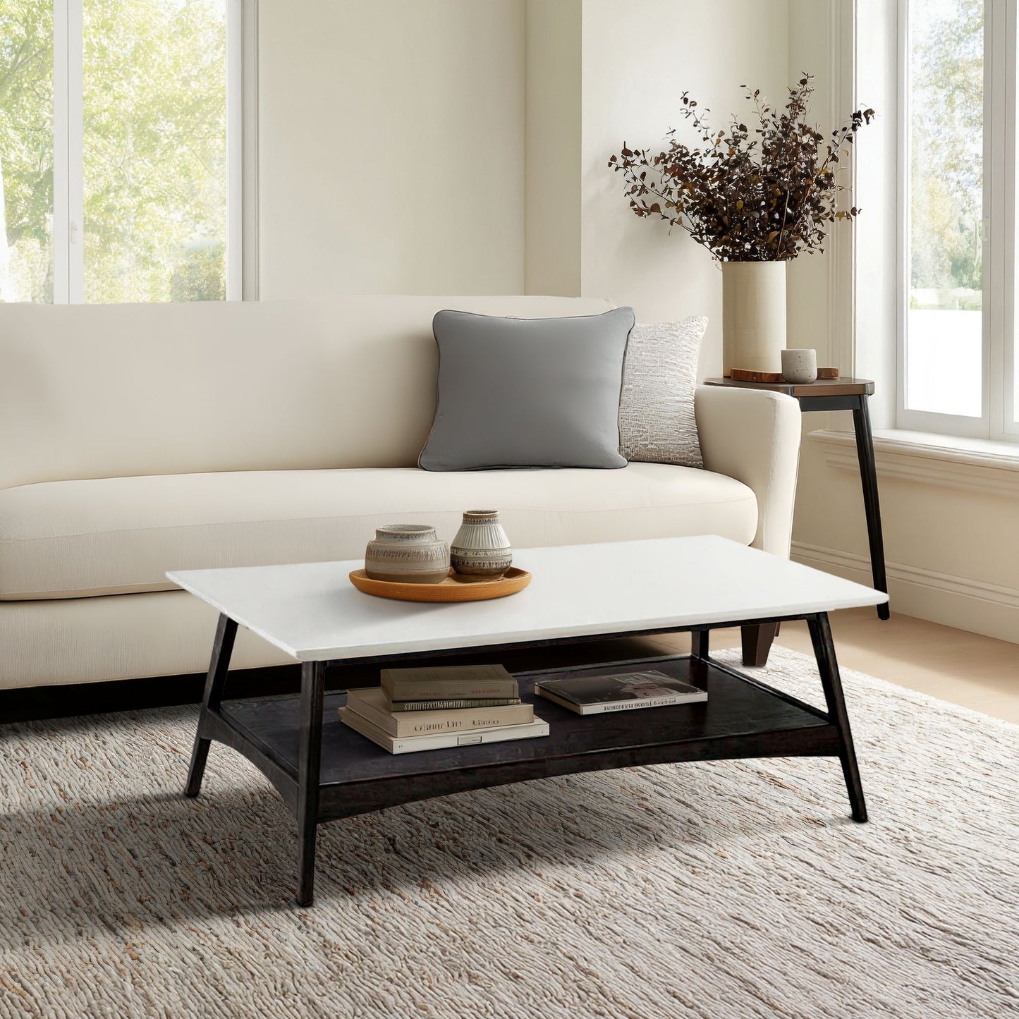 Parker Mid-century Coffee Table with Storage Shelf