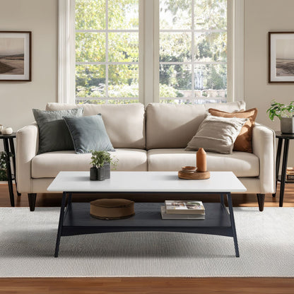 Parker Mid-century Coffee Table with Storage Shelf