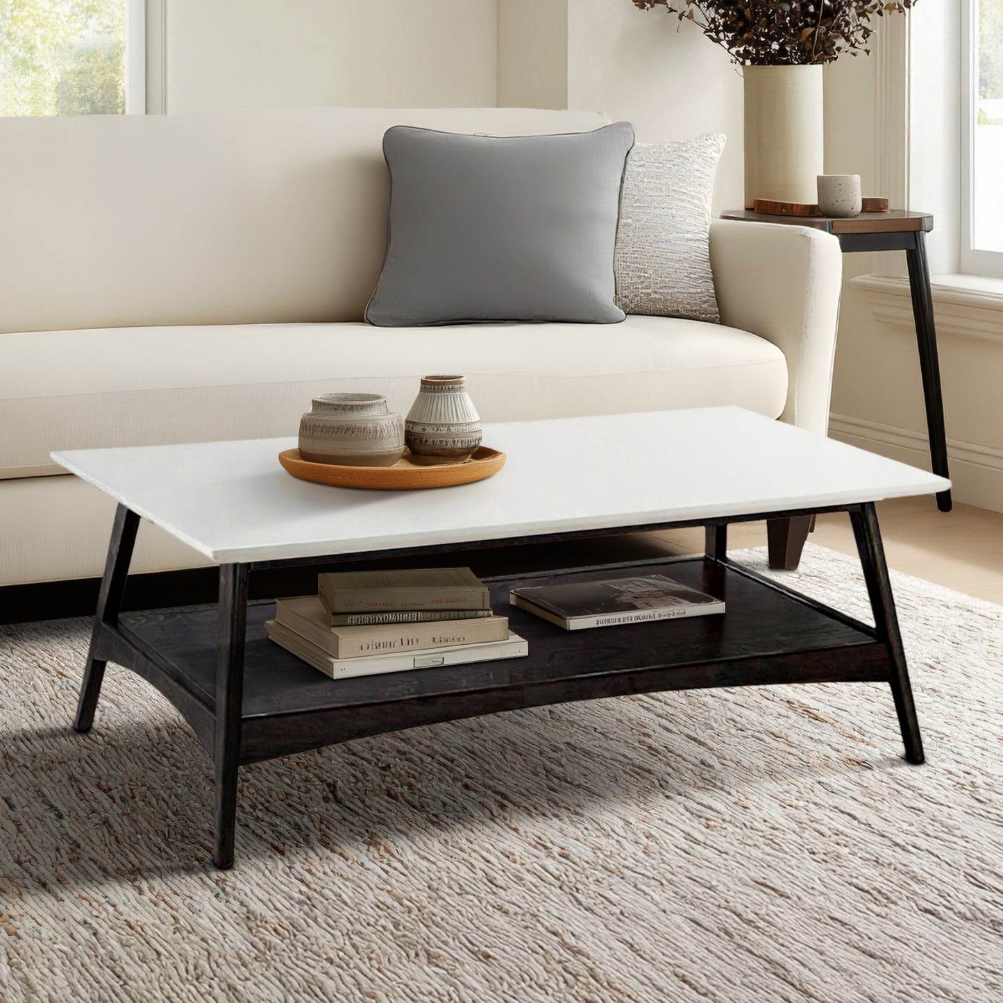 Parker Mid-century Coffee Table with Storage Shelf