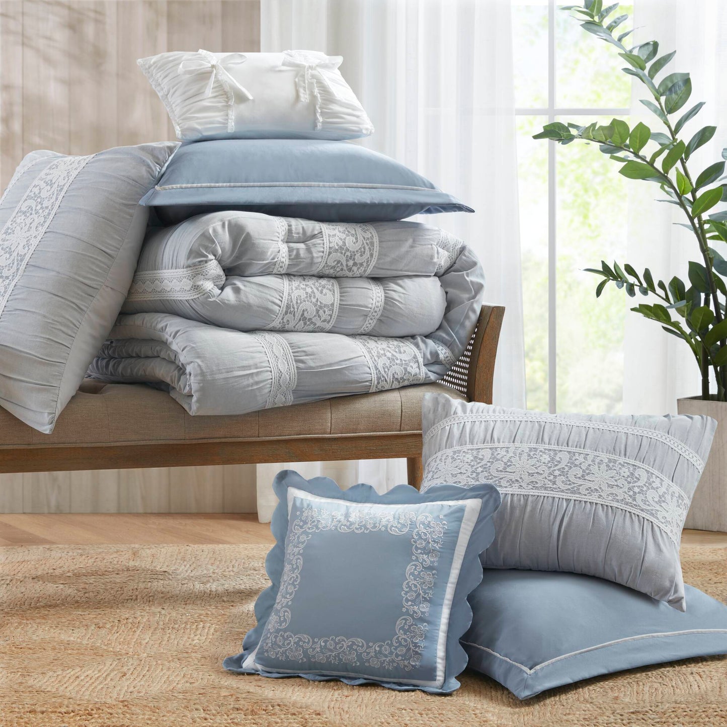 Perryn 7 Piece Jacquard Comforter Set